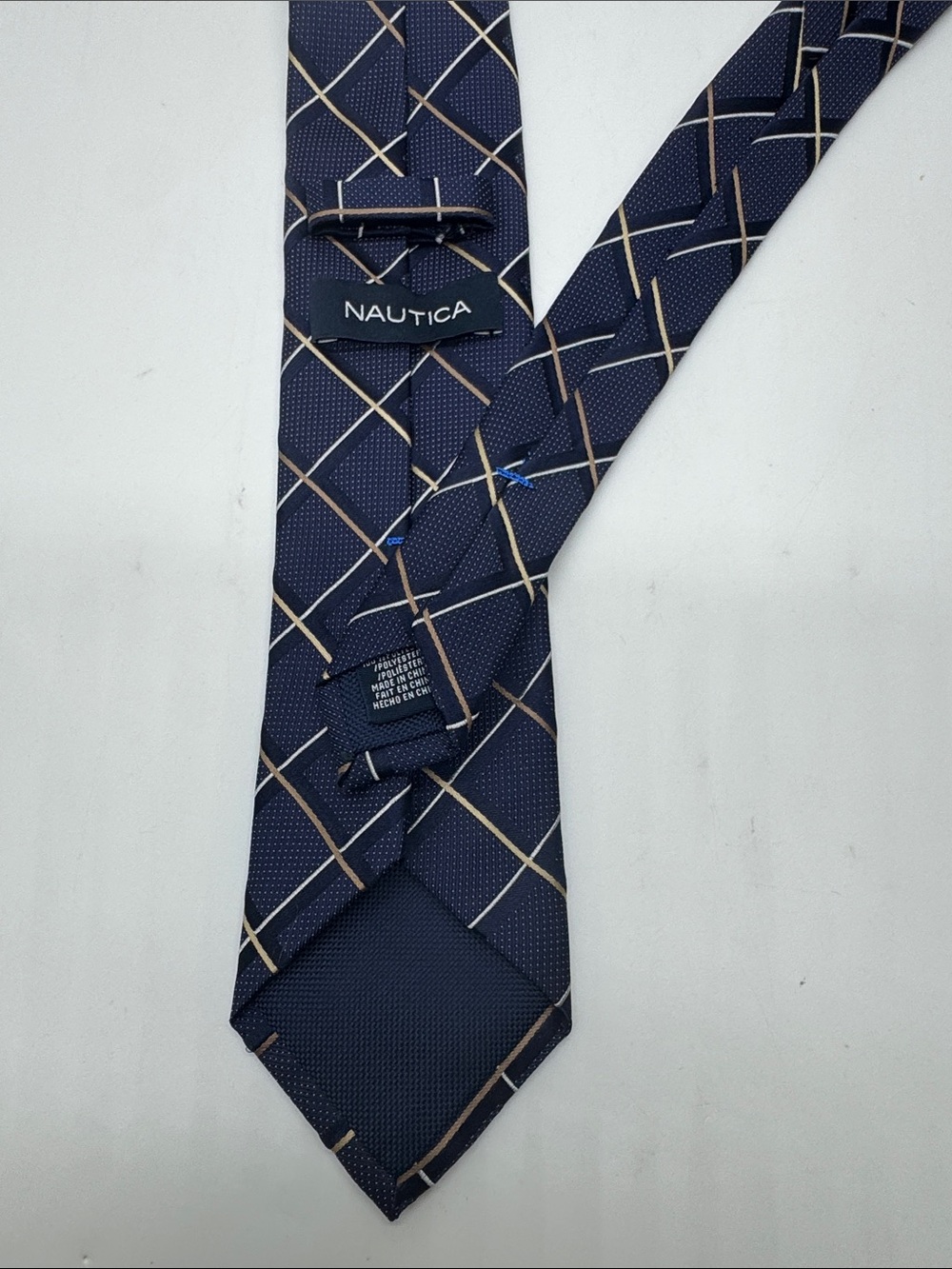 Nautica Men's Navy Blue Plaid Necktie #0139